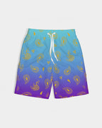 Peacock Henna Boys' Swim Trunks - Comfort Meets Cultural Elegance