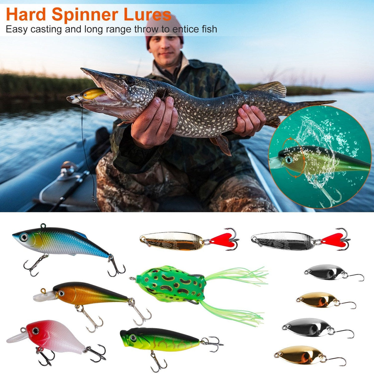 383Pcs Fishing Lures Tackle Box Bass Fishing Animated Lure Crankbaits Spinnerbaits Soft Plastic Worm Saltwater Freshwater Fishing Kit