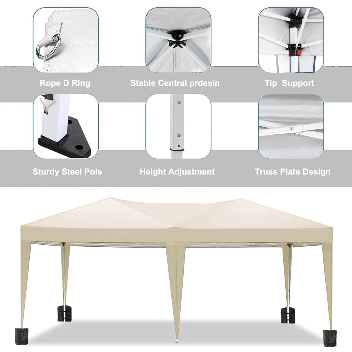 10'x20 'folding canopy with 6 detachable side walls for outdoor activity shelter UPF 50+terrace portable tent