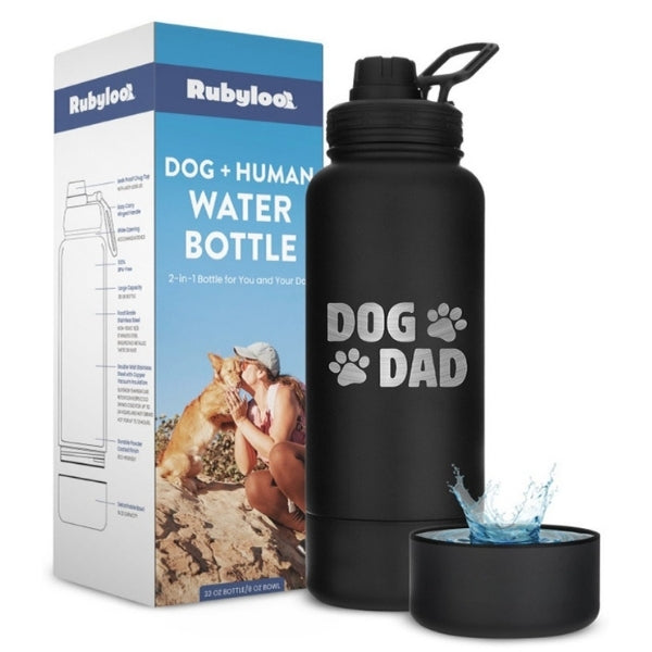 Dog + Human Water Bottle with Detachable Dog Bowl