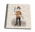 3dRose Hipster Cat for the Fisherman Cat Lover Waders and Fishing Pole - Drawing Books (db_335704)