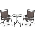 3 Pieces Outdoor Bistro Dining Furniture Set with 1.57 Inch Umbrella Hole