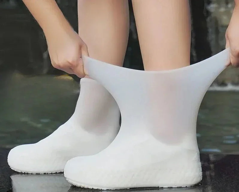 1 Pair Silicone WaterProof Shoe Covers Lip-resistant Rubber Rain Boot Rain Gear Overshoes Accessories for Outdoor Rainy Day