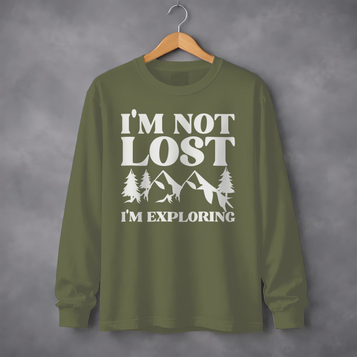 I'm Not Lost I'm Exploring Mountain Print Long Sleeve T-Shirt