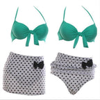 Cutest Retro Swimsuit Swimwear Vintage High Waist Swimsuit For Women Halter 2 Piece Bathing Suit Ruffle Bikini Set Tummy Control Vintage Pin Up High Waist Bikini Set For Women Swimming Bathing Suit S/M/L/XL