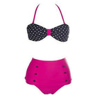 Cutest Retro Swimsuit Swimwear Vintage High Waist Swimsuit For Women Halter 2 Piece Bathing Suit Ruffle Bikini Set Tummy Control Vintage Pin Up High Waist Bikini Set For Women Swimming Bathing Suit S/M/L/XL