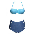 Cutest Retro Swimsuit Swimwear Vintage High Waist Swimsuit For Women Halter 2 Piece Bathing Suit Ruffle Bikini Set Tummy Control Vintage Pin Up High Waist Bikini Set For Women Swimming Bathing Suit S/M/L/XL