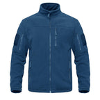 Dark Blue Warm Multi-Pockets Outdoor Tactical Fleece Jacket Soft Unique Style Jacket Work Coats Men's Windbreaker Jacket Sport Hiking Coat For Winter And Autumn