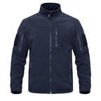 Dark Blue Warm Multi-Pockets Outdoor Tactical Fleece Jacket Soft Unique Style Jacket Work Coats Men's Windbreaker Jacket Sport Hiking Coat For Winter And Autumn