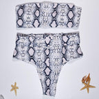 High Waist Bikini Black Swimwear Women Swimsuit High Leg Bikinis Set Women High Waist Bandeau Bikini Set Strapless 2 Piece Bathing Suit Swimsuits Tie Wrap Swimsuits Swimming for Bathing Suit Woman Swimsuits