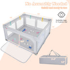 Large Baby Playpen BPA-Free Foldable Toddlers Safety Fence Play Yard with Zipper Gate-M