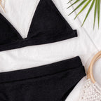 Bikini Swimwear Swimsuit Women Solid Bathing Suit Bikini Set With Pad Female High Waist Beachwear Women Bikini Swimsuits 2 Piece Deep V Neck Swimwear Adjustable Strap Back Bathing Suits