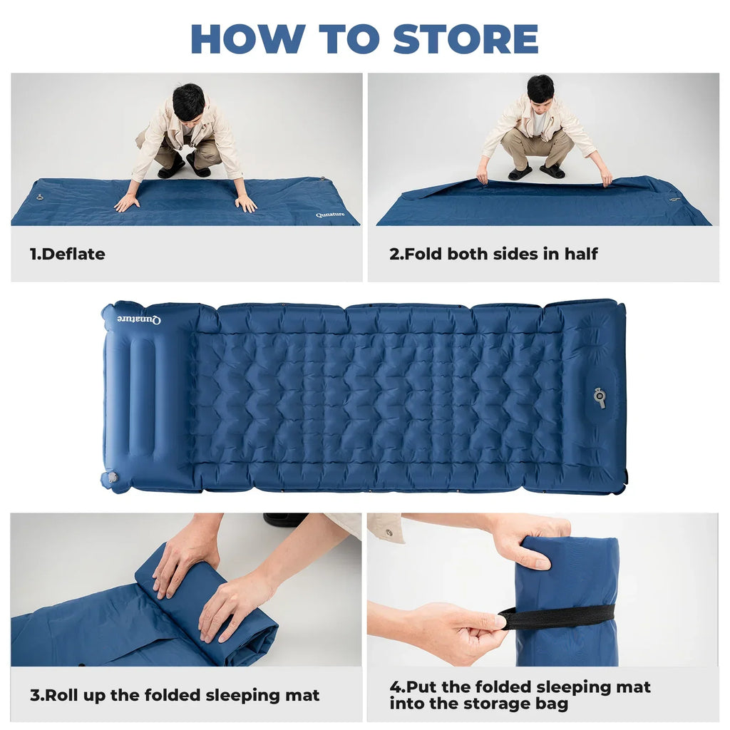 Ultra-Light Inflatable Sleeping Pad with Built-in Pillow for Outdoor Camping