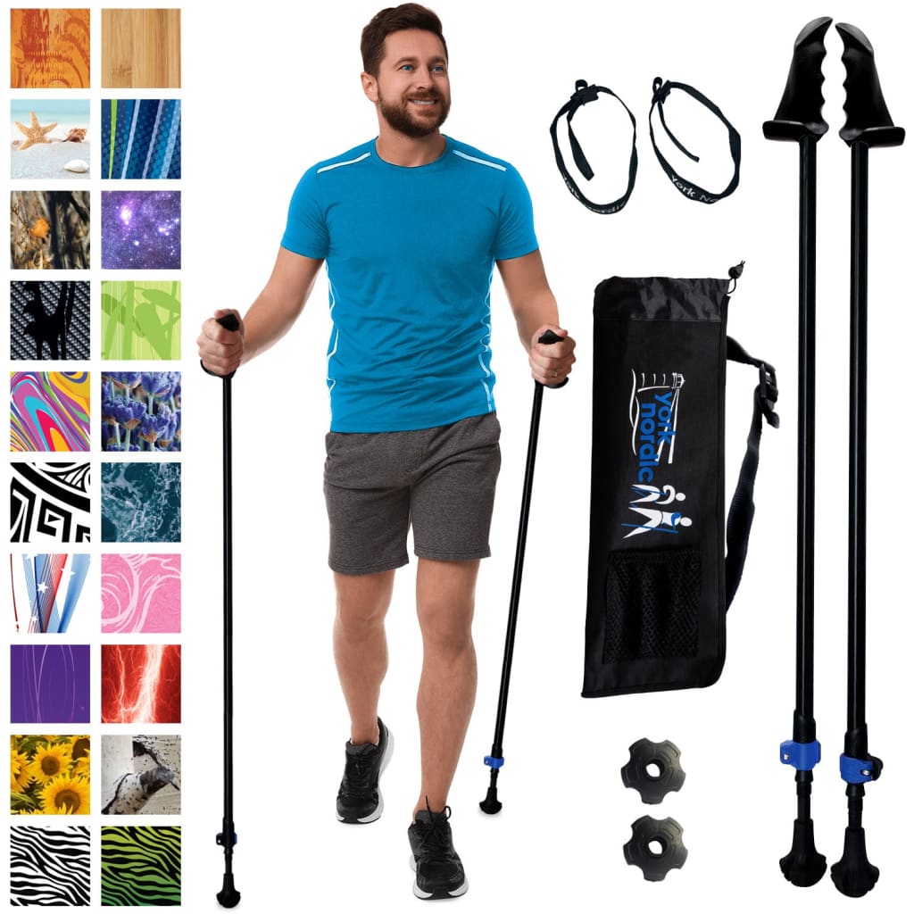 Motivator Walking Poles for Balance and Rehab - Patented Stability Grips - Lightweight, Adjustable, and Collapsible -2 Pieces Adjustable w/flip Locks, Detachable feet and Travel Bag - For Heights up to 6'2"